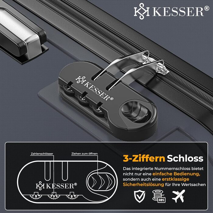 Валіза KESSER® з жорсткою оболонкою, вагова система та жетон для багажу | Чемодан-тележка, Rollkoffer з кодовим замком, 4 колеса, ABS, телескопічна ручка (75см – 120л)