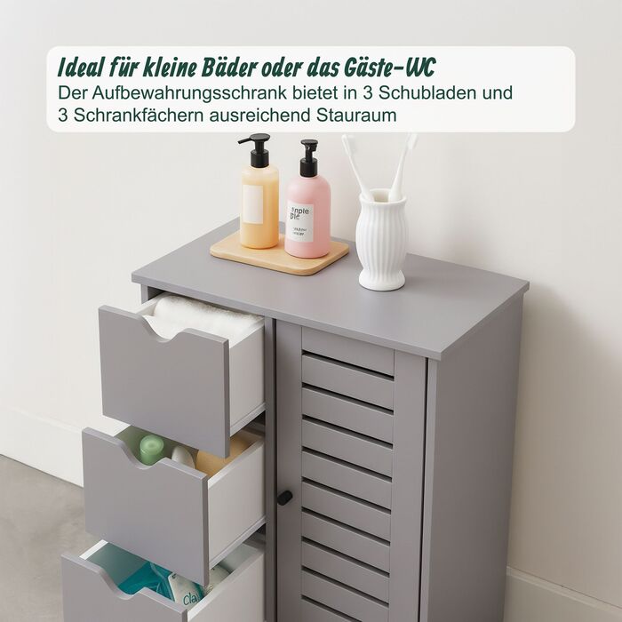 Шафка для ванної кімнати Relaxdays з 3 висувними ящиками