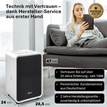 Електричний осушувач повітря AEF2000 - 20 л/день, до 30 м², тихий, з автовимкненням, гігростат, сенсорне дисплеї - для спальні та ванної кімнати