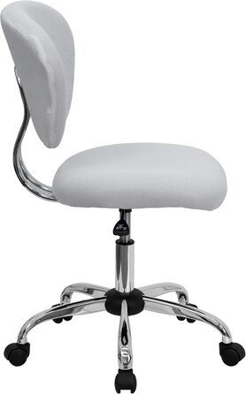 Офісне крісло Flash Furniture H-2376-F-WHT-GG, середня спинка, біла сітка, хромована основа, без підлокітників