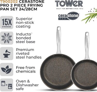 Набір сковород Tower T900200 Cerastone Pro з антипригарним графітовим покриттям 2 шт 24 і 28 см