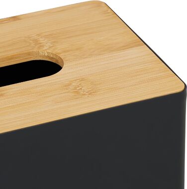 Бамбуковий ящик для серветок, ванна кімната, сучасний, пластик, ВхШхГ 10x26x14см, чорний/природа