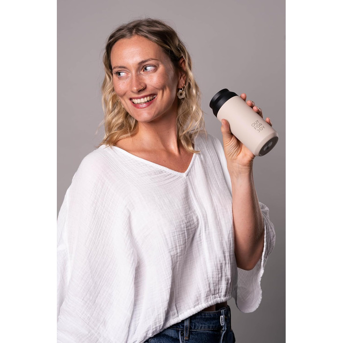 Термокружка з нержавіючої сталі 350 мл | Термокружка для кави/чаю з собою | З подвійними стінками, ізольована, не протікає | Travel Tumbler | Зберігає тепло 4 години / холод 8 годин (Бежевий Ivory)