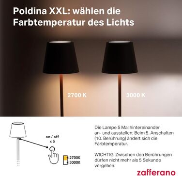 Підлогова лампа Zafferano Poldina XXL Corten з бездротовою зарядкою та сенсорним керуванням, 69-150 см, 2700-3000K, для вітальні та вулиці