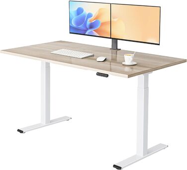 Електричний регульований стіл E.For.U 160x80 см, 2 мотори, телескопічний, з пам’яттю, чорний+дуб/горіх
