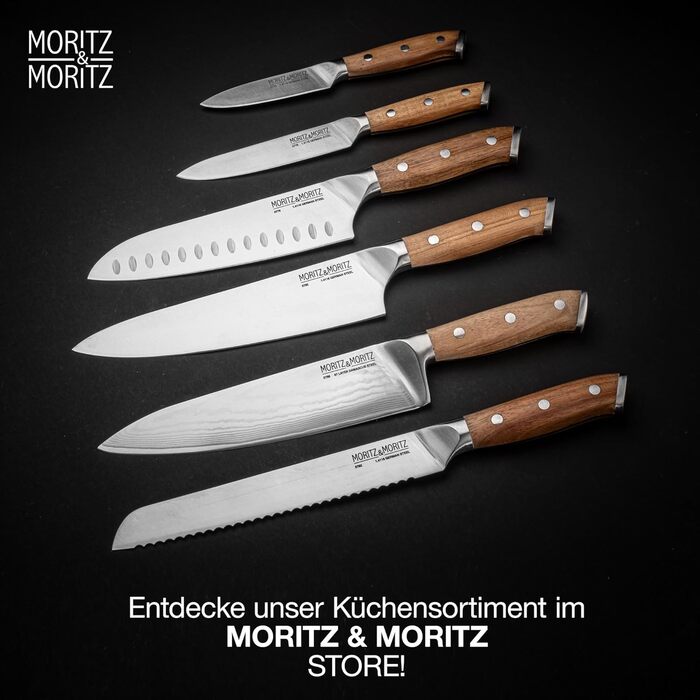 Ніж кухарський Moritz & Moritz Damastmesser 20 см - професійний ніж з дамаської сталі 67 шарів - кухонний ніж з ергономічною ручкою з акації