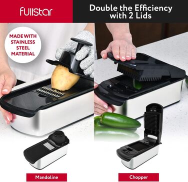 Многофункціональний овочевий слайсер-мандоліна 14-в-1 з нержавіючої сталі (чорний)