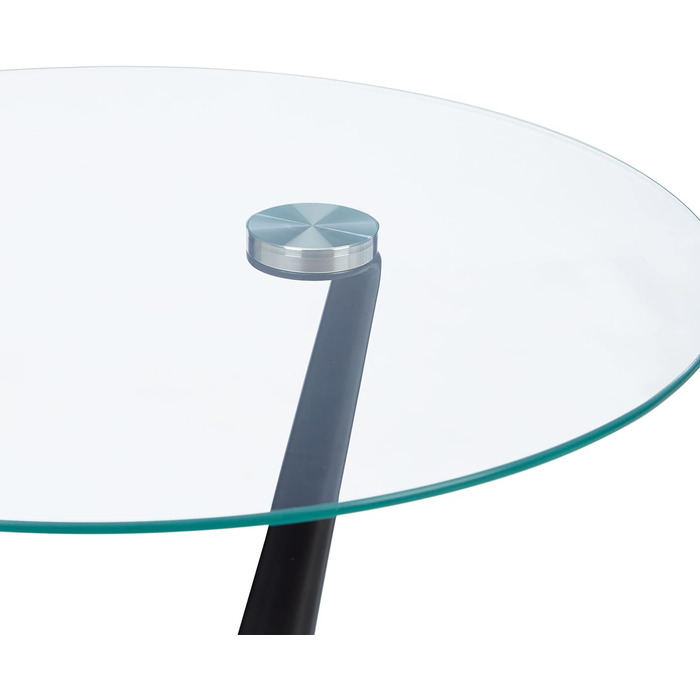 Журнальний столик, круглий журнальний столик, В x Г 49 x 45 см, скло та сталь, для вітальні, сучасний журнальний столик, чорний
