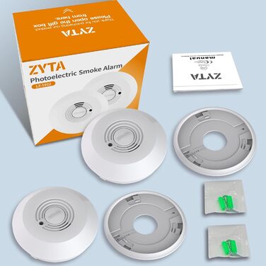 Пожежні сповіщувачі для дому та офісу з фотоелектричним датчиком 10 років, оптичний димовий сповіщувач на батарейці, 2 шт.