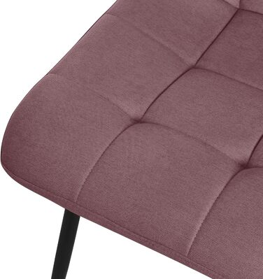 ML-Design Комплект з 2 стільців для їдальні, рожеві, з м'яким сидінням, тканинний, чорні металеві ніжки, для кухні, вітальні, офісу
