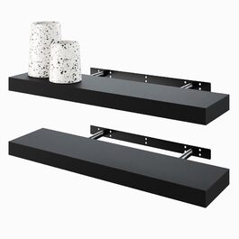 Полиці настінні BAMEOS, комплект з 2 шт., 60x14.7 см, чорні - декор для ванної, кухні, вітальні, спальні