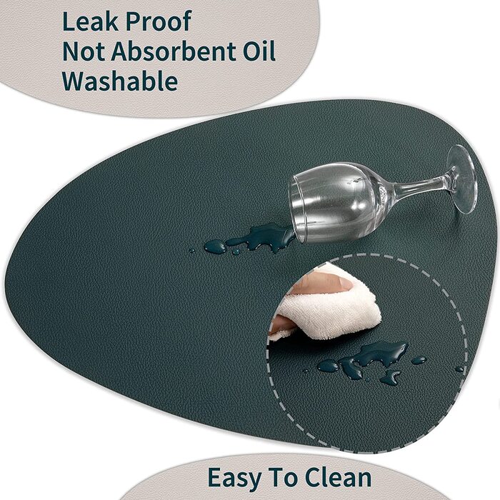 Набір скатертин Myir JUN з екошкіри (6 шт., бежево-зелений)