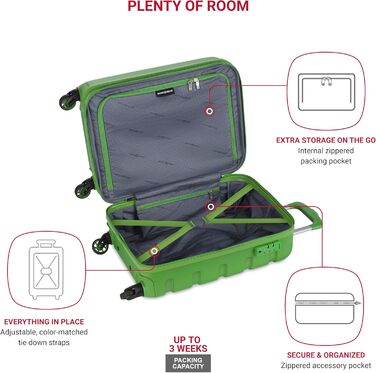 Набір валіз SwissGear 7366 Hardside з спінерами, розширювані, 3 шт. (19/23/27), зелені
