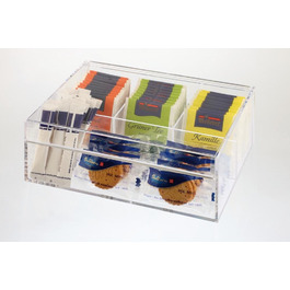 Коробка для чаю/мультибокс, 22x17 см, H 9 см, пластик (MS), 3 відділення, макс. 60 символів, суть збережена, 11563
