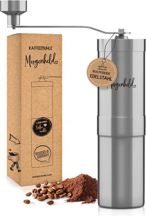 Ручна кавомолка Morgenheld - безступінчаста керамічна кавомолка, нержавіюча сталь, ручна кавомолка (50 символів)