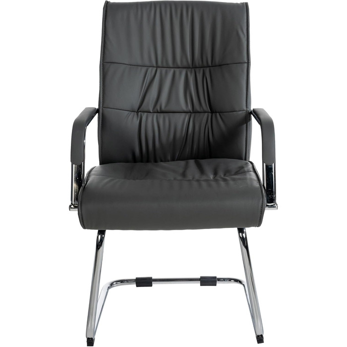Стілець офісний Sievert з м'якою спинкою та оббивкою зі штучної шкіри, сірий | Конференційний стілець з підлокітниками