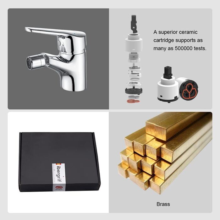 Змішувач для умивальника Ibergrif M11050 з одним важелем, 60 мм, хром, без висувної каналізаційної трубки, керамічна картридж, без крапель, водозберігаючий, 3/8″ підключення