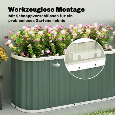 Підвищене грядка з металу 136 x 53 x 61 см Глибока грядка для саду з захисними бортиками, етикетками для рослин та рукавичками, з відкритим ґрунтом