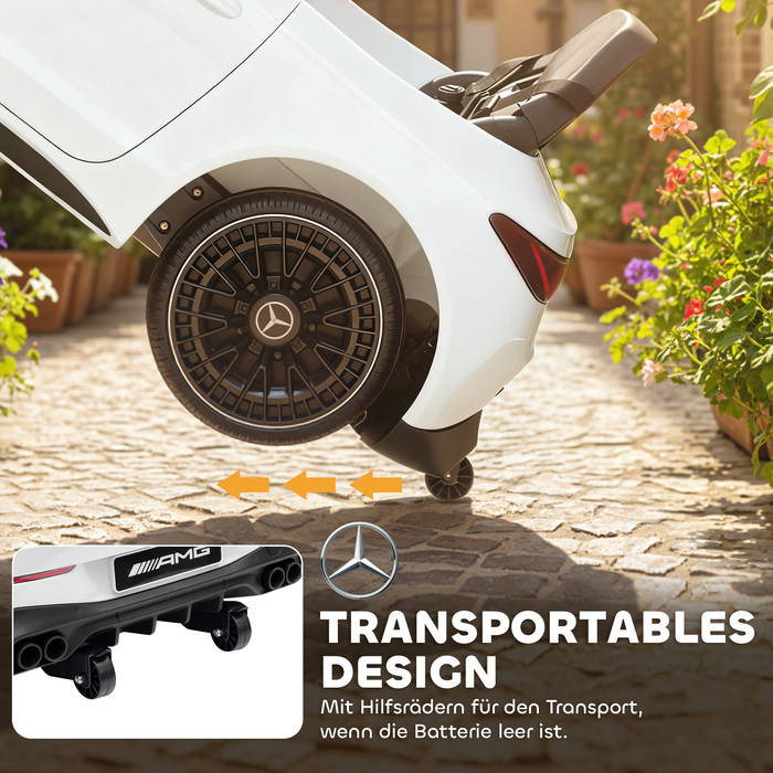 Електромобіль для дітей Kinder, дизайн Mercedes-Benz, двигун 12V, пульт дистанційного керування, світлодіодні фари, музика, для дітей віком 3-6 років, білий