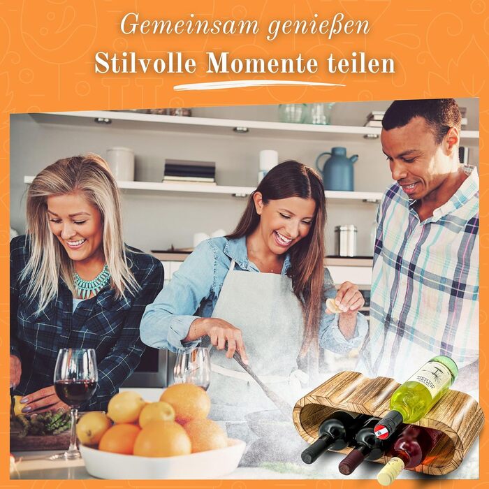 Стильна полиця для вина з дерева, на 8 пляшок, 2 яруси, з сонястим ефектом, злегка олійована, для кухні, їдальні, вітальні