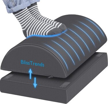 Підставка для ніг під стіл BlissTrends - зручна, з регулюванням висоти, для офісу, дому та авто (Сірий, X-Large)