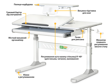 Дитячий стіл Evo-Kids TH-320 Grey (арт. TH-320 W/G)