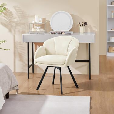 Офісний стілець Yaheetech 360° обертовий, оксамитовий, з подвійним сидінням, бежевий - для офісу, спальні, вітальні