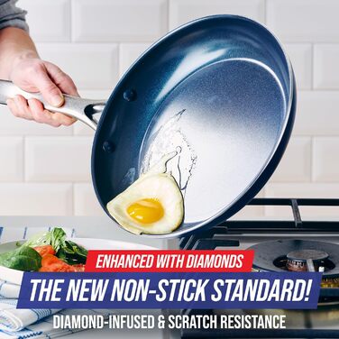 Набір сковорідок Blue Diamond Cookware Diamantinfundiertes 2 шт. (24 см та 28 см), керамічне антипригарне покриття, без PFAS, для плити (в т.ч. індукційної), можна мити в посудомийній машині, термостійке