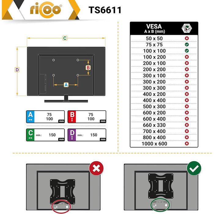 Кріплення для монітора RICOO TS3911 для 2 моніторів: регульована підставка з газовою пружиною, VESA 75x75/100x100, для моніторів 17-32 дюймів