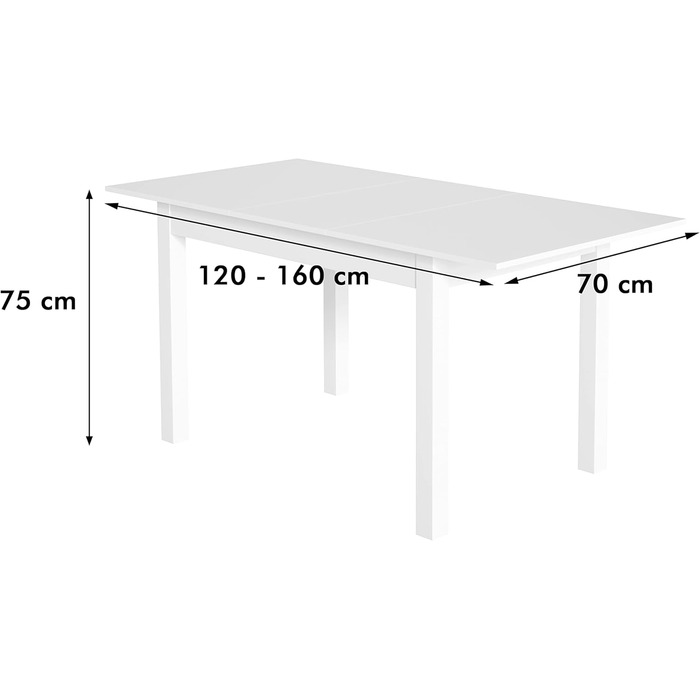 Обідній стіл Newfurn Wild Oak 120x76.5x70 см, розкладається до 160 см, в т.ч. стільниця 40 см, антрацит, білий