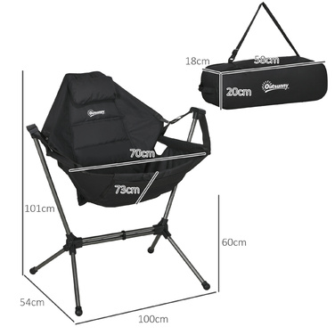 Складне садове крісло Outsunny Hammock Camping Chair до 120 кг, чорний від Oxford для саду та кемпінгу