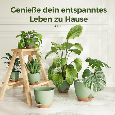 Набір горщиків для квітів Bamworld 6 шт. з автополивом, 12.7-20.3 см, з підставкою, для кімнатних рослин та розсади