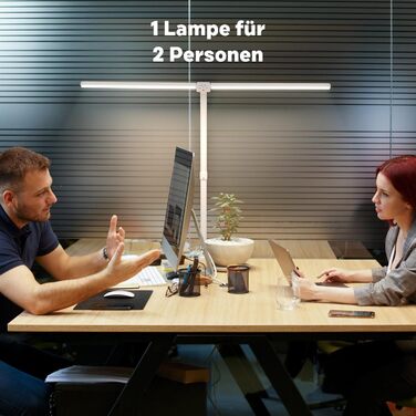 LED настільна лампа Doppelkopf з регулюванням яскравості, 24W, 80см, з клемою, денне світло, гнушкий шийка, для офісу, захист очей, з тримачем для телефону, чорна