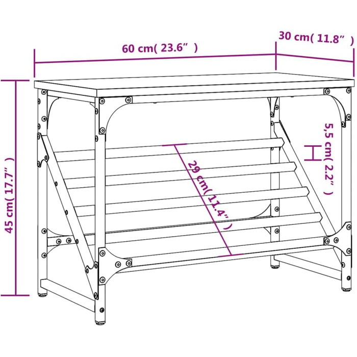 Полиця для взуття, шафа для взуття (60 x 30 x 45 см, дуб Сонома)