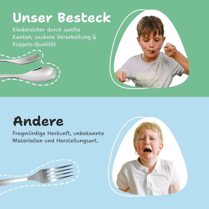 Персоналізований дитячий столовий набір Kinderbesteck з гравіюванням імені – ідеальний подарунок для хлопчика, 3 роки, набір столових приборів з нержавіючої сталі