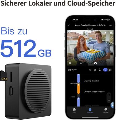 Aqara Smart Doorbell Camera G410 з дзвінком, 2K, відеоспостереження, 2-сторонній аудіо, Matter Hub, Wi-Fi, сірий