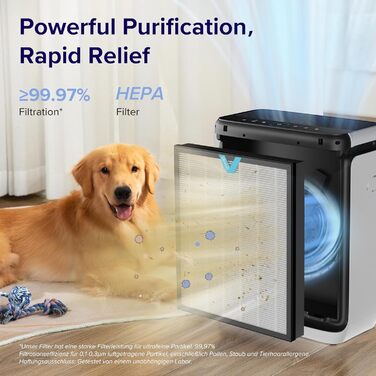 Повітряочищувач LEVOIT з HEPA-фільтром: для дому, від грибка, пилу, алергенів та запахів, з керуванням через додаток, таймером, нічним режимом та світлом, матовий білий