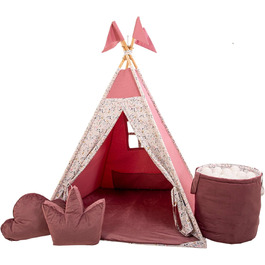Дитячий намет-тіпі з килимком, подушкою та м'ячами - ігровий намет для дитячої кімнати (полуниця)