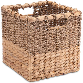 Декоративний кошик для зберігання плетений кошик з водоростей гіацинта прямокутної форми-кошик-Полиця квадратної форми - (s 24 см, натуральна)