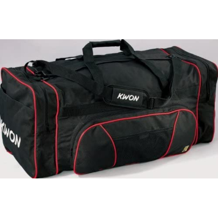 Спортивна сумка KWON CLUB LINE X-Large, чорна з білими логотипами, розміри близько 79 x 35 x 35 см