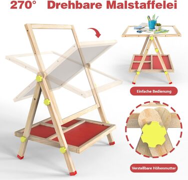 Дитячий стіл Joyooss: магнітно-крейдова дошка, регульована висота, для дітей 2-4 та 4-8 років, натуральний колір