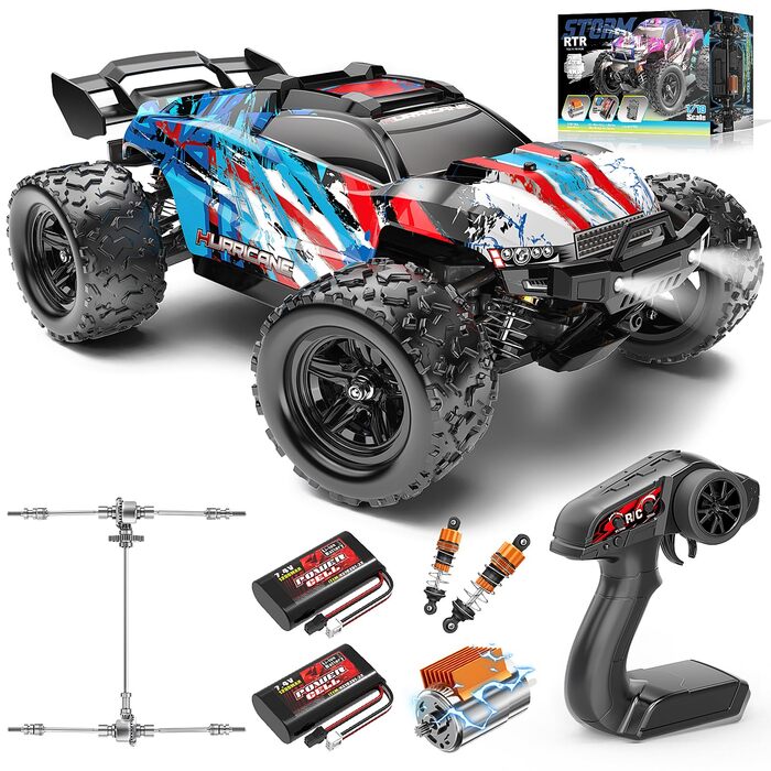 RC Автомобіль 1:18 Monstertruck 4WD, Повнопривідний позашляховик 40 км/год з металевим редуктором та 2x акумуляторами 1300mAh, Синій - для дорослих та дітей від 10 років