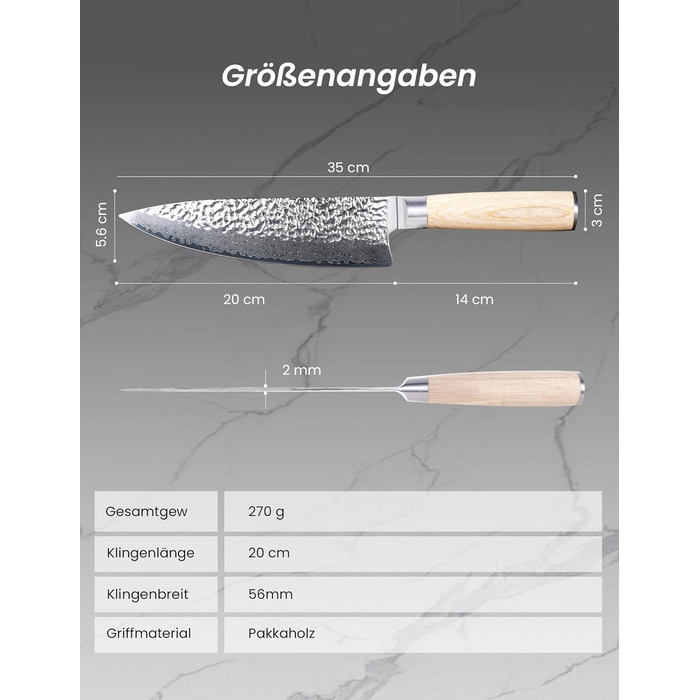 Японський ніж Сантоку 18 см з VG-10 сталі Дамаск, професійний кухонний ніж, ідеальний для дому та як подарунок