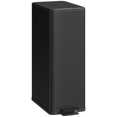 Сміттєвий бак 20л, з плавним закриттям кришки, відділенням для дезодоранту, захистом від відбитків пальців, нержавіюча сталь, чорний