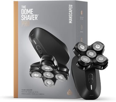 Електричний бритва для голови MANSCAPED The Dome Shaver PRO для чоловіків, 5 плаваючих лез SkinSafe, FlexAdjust, водонепроникна, USB-C/індукційна зарядка, акумуляторна, з блокуванням для подорожей
