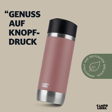 Термокружка Campo Libre Anto I для кави з собою, 450 мл, подвійні стінки, витримує 6 годин тепла, з One-Touch-закриттям, Misty Pink