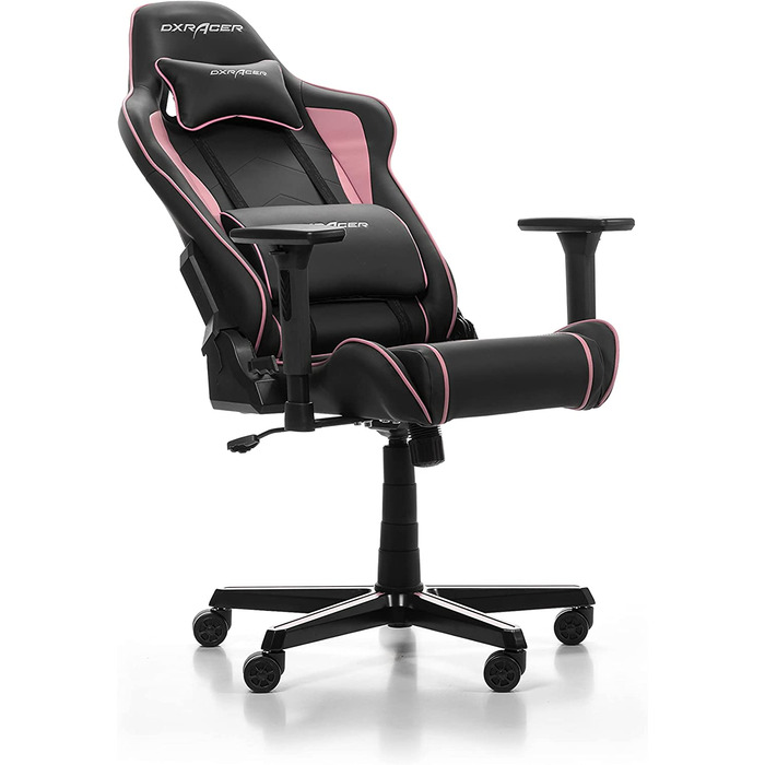 Ігрове крісло DXRacer Prince P08, штучна шкіра, чорно-рожевий, 185 см