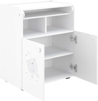 Комод для дитячої кімнати Shefa Wickelkommode 700 Teddy, білий - сучасний комод для немовлят, 47 x 70 x 86 см, білий, ведмедик