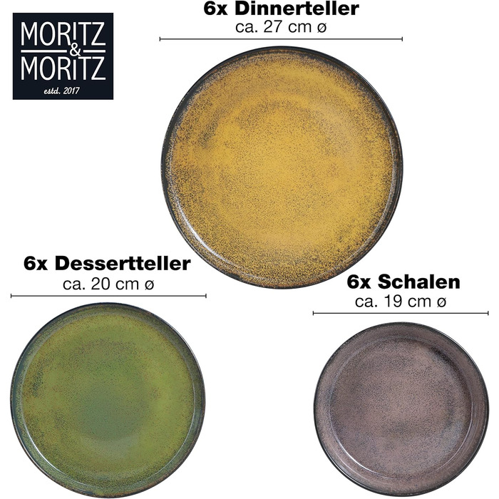 Набір посуду Moritz & Moritz 18 шт різнокольоровий