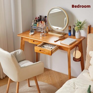 Дерев'яний письмовий стіл з шухлядою та вішалкою, 100 x 50 x 75 см, Колір вишневого дерева, YD-WD01N